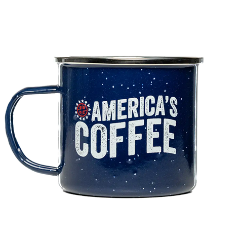America's Coffee RWB Enamel Mug, 17 oz
